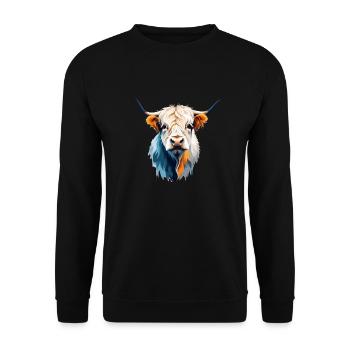 Highland vache vector art illustration en couleurs vives - Sweat-shirt Unisexe - noir - Devant - Alina (178cm) & Michal (187cm)