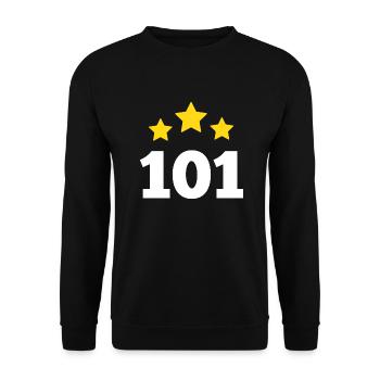 101 Jahre Stern - Geschenk zum 101. Jubiläum - Unisex Pullover - Schwarz - Vorne - Alina (178cm) & Michal (187cm)