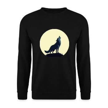 Loup hurlant devant la pleine lune - Sweat-shirt Unisexe - noir - Devant - Alina (178cm) & Michal (187cm)
