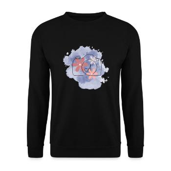 🌸 Floral Camera - Watercolor Aesthetic Photograph - Unisex Sweatshirt - black - Front - Alina (178cm) & Michal (187cm)