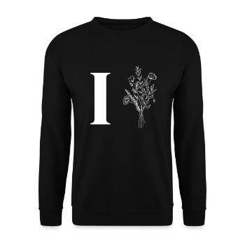 Lette i fleurs minimalistes - Sweat-shirt Unisexe - noir - Devant - Alina (178cm) & Michal (187cm)