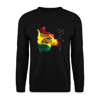 Bolivia Flag in the Bolivia Map EN - Unisex Sweatshirt - black - Front - Alina (178cm) & Michal (187cm)