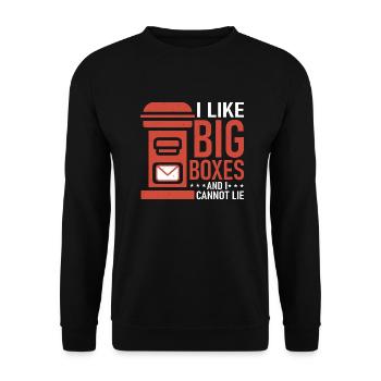 J’aime les grandes boîtes et je ne peux pas mentir Courrier Travail postal - Sweat-shirt Unisexe - noir - Devant - Alina (178cm) & Michal (187cm)