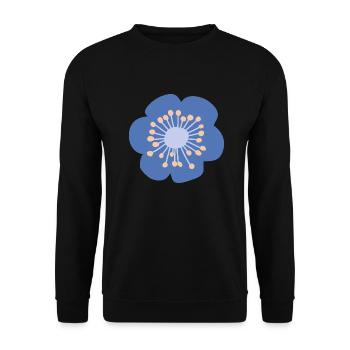 blaue Blume mit gelb - Unisex Pullover - Schwarz - Vorne - Alina (178cm) & Michal (187cm)