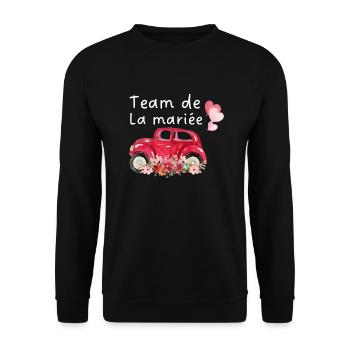 Braut Team Auto Braut Blumen - Unisex Pullover - Schwarz - Vorne - Alina (178cm) & Michal (187cm)