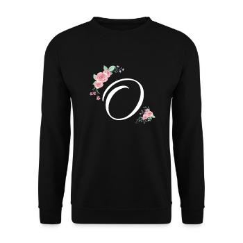 Lettre o fleurs - Sweat-shirt Unisexe - noir - Devant - Alina (178cm) & Michal (187cm)