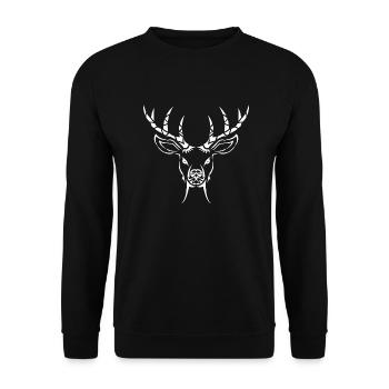 Hirsch2 weiß - Unisex Pullover - Schwarz - Vorne - Alina (178cm) & Michal (187cm)