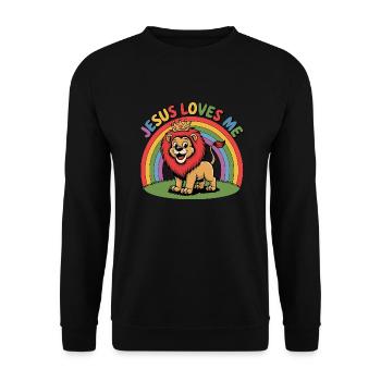 Jésus m’aime mignon lion chrétien - Sweat-shirt Unisexe - noir - Devant - Alina (178cm) & Michal (187cm)