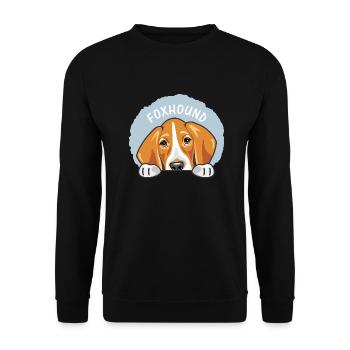 Spähender süßer trauriger Foxhound - Unisex Pullover - Schwarz - Vorne - Alina (178cm) & Michal (187cm)