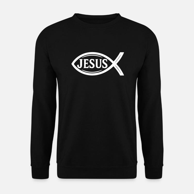 Jesus Fisch - Unisex Pullover - Schwarz