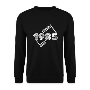 Geboren 1985 - Unisex Pullover - Schwarz - Vorne - Alina (178cm) & Michal (187cm)