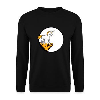 Einhorn Klippe Mond Böse Wütend Schlechte Laune - Unisex Pullover - Schwarz - Vorne - Alina (178cm) & Michal (187cm)