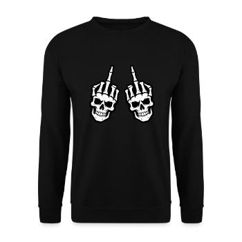 Middle Finger Skeleton Hand - Unisex Sweatshirt - black - Front - Alina (178cm) & Michal (187cm)
