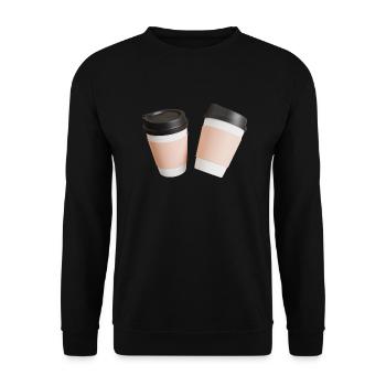 Kaffee - Unisex Pullover - Schwarz - Vorne - Alina (178cm) & Michal (187cm)