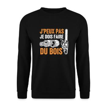 J peux pas je dois faire du bois - Sweat-shirt Unisexe - noir - Devant - Alina (178cm) & Michal (187cm)