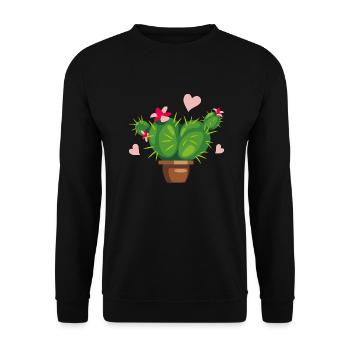 Blooming cactus in the shape of a heart - Unisex Sweatshirt - black - Front - Alina (178cm) & Michal (187cm)