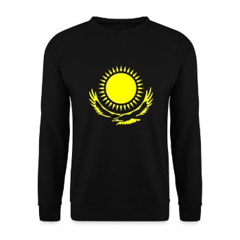 Kasachstan-Wappensymbol - Unisex Pullover - Schwarz - Vorne - Alina (178cm) & Michal (187cm)