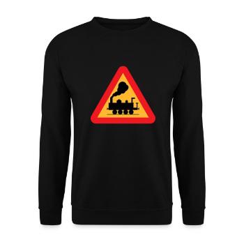 Train Warning Sign - Unisex Sweatshirt - black - Front - Alina (178cm) & Michal (187cm)