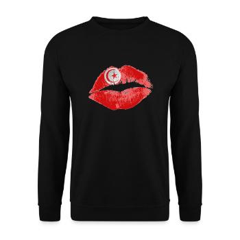 Kiss (Tunisia / Tunesia) - Unisex Sweatshirt - black - Front - Alina (178cm) & Michal (187cm)