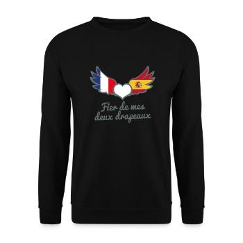 Binationalités France Espagne FrancoEspagnol - Sweat-shirt Unisexe - noir - Devant - Alina (178cm) & Michal (187cm)