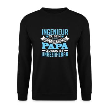 INGENIEUR und Papa - Unisex Pullover - Schwarz - Vorne - Alina (178cm) & Michal (187cm)