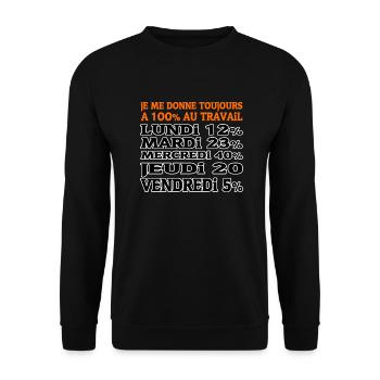 100% at work - Unisex Sweatshirt - black - Front - Alina (178cm) & Michal (187cm)