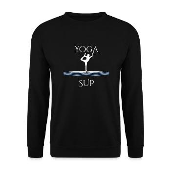 Sup Yoga Stand up paddle Asana Geschenk - Unisex Pullover - Schwarz - Vorne - Alina (178cm) & Michal (187cm)