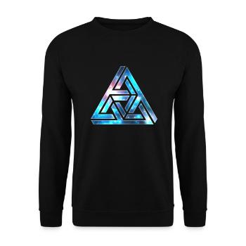Optische Täuschung, Unmögliches Dreieck, 3D Formen - Unisex Pullover - Schwarz - Vorne - Alina (178cm) & Michal (187cm)
