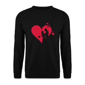 Liebe - Paar Herz - Unisex Pullover - Schwarz - Vorne - Alina (178cm) & Michal (187cm)