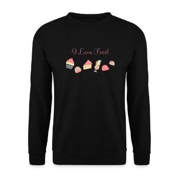 J'aime la nourriture en anglais - Sweat-shirt Unisexe - noir - Devant - Alina (178cm) & Michal (187cm)