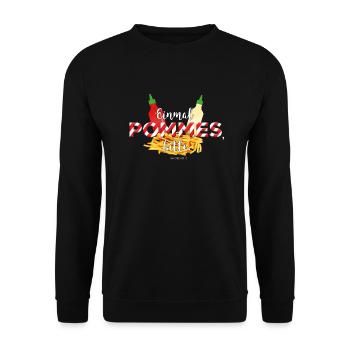 Pommes Schranke T-Shirt Design - Unisex Pullover - Schwarz - Vorne - Alina (178cm) & Michal (187cm)