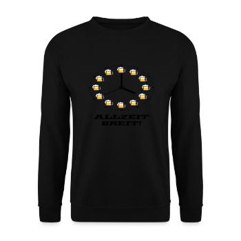 Allzeit Breit! (Bier / Uhr / Besoffen / Betrunken) - Unisex Pullover - Schwarz - Vorne - Alina (178cm) & Michal (187cm)