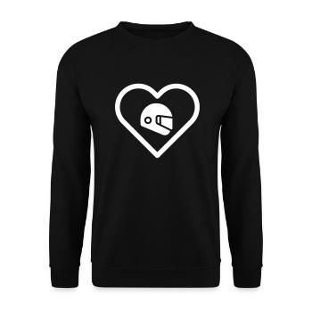 Heart helmet motorcycle motorsport racing driver 1 formula - Unisex Sweatshirt - black - Front - Alina (178cm) & Michal (187cm)