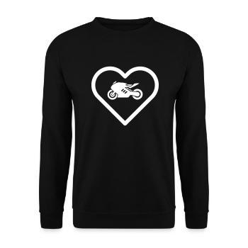 Herz Motorrad Fahrer Maschine Rennmotorrad Bike - Unisex Pullover - Schwarz - Vorne - Alina (178cm) & Michal (187cm)