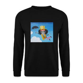 one piece Brook Skelet Anime Sky sky clouds dead - Unisex Sweatshirt - black - Front - Alina (178cm) & Michal (187cm)