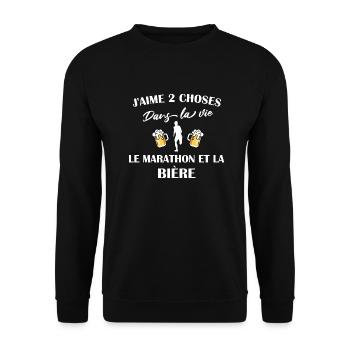 J'aime 2 choses le marathon et la bière t-shirt - Sweat-shirt Unisexe - noir - Devant - Alina (178cm) & Michal (187cm)