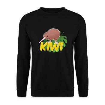 Kiwi on a leaf - Unisex Sweatshirt - black - Front - Alina (178cm) & Michal (187cm)