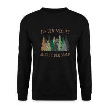 Aus dem weg ich muss in den Wald - Unisex Pullover - Schwarz - Vorne - Alina (178cm) & Michal (187cm)