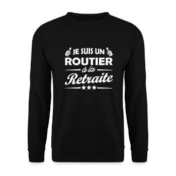 je suis un routier à la retraite / humour routier - Sweat-shirt Unisexe - noir - Devant - Alina (178cm) & Michal (187cm)