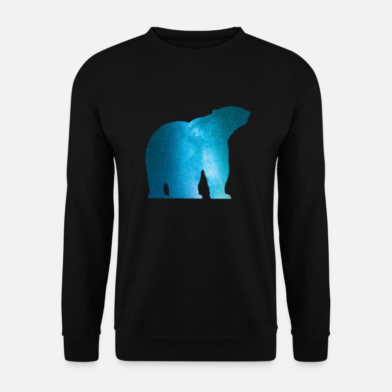 Polarnacht Polarbär Eisbär Milchstraße Sterne - Unisex Pullover - Schwarz