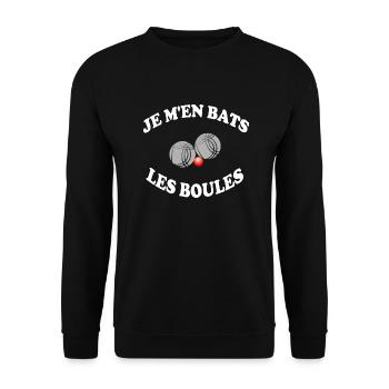 Je m'en bats les boules ! humour pétanque cadeau - Sweat-shirt Unisexe - noir - Devant - Alina (178cm) & Michal (187cm)