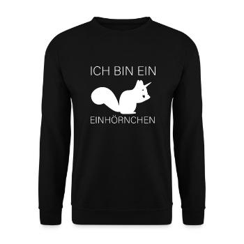 Ein Einhörnchen witziges Wortspiel Eichhörnchen - Unisex Pullover - Schwarz - Vorne - Alina (178cm) & Michal (187cm)
