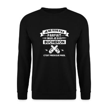pas parfait mais bucheron , bûcheron - Sweat-shirt Unisexe - noir - Devant - Alina (178cm) & Michal (187cm)