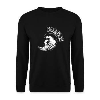 Wave Riding Surf Surfboard Surfing Surfer - Unisex Sweatshirt - black - Front - Alina (178cm) & Michal (187cm)