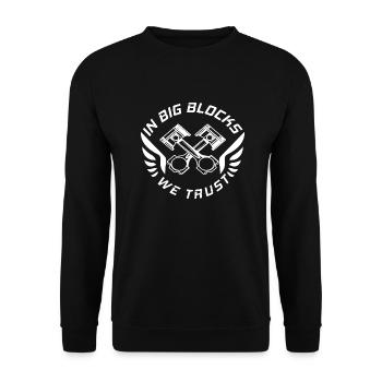 V8 Motor Engine US Muscle Car Hubraum Big Block - Unisex Pullover - Schwarz - Vorne - Alina (178cm) & Michal (187cm)