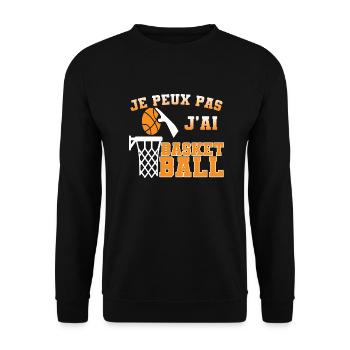 Je peux pas j'ai basket ball. T shirt basketball - Sweat-shirt Unisexe - noir - Devant - Alina (178cm) & Michal (187cm)