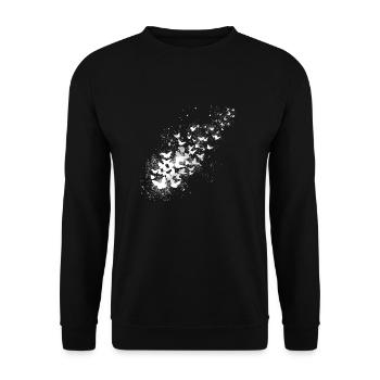 Butterflies,graffiti,white, flying swarm, - Unisex Sweatshirt - black - Front - Alina (178cm) & Michal (187cm)