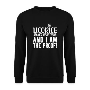 LICORICE MAKES BEAUTIFUL AND I AM THE PROOF - Unisex Pullover - Schwarz - Vorne - Alina (178cm) & Michal (187cm)