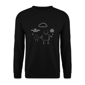 Papa Qu’est-ce que les nuages sont faits de serveurs Linux principalement - Sweat-shirt Unisexe - noir - Devant - Alina (178cm) & Michal (187cm)