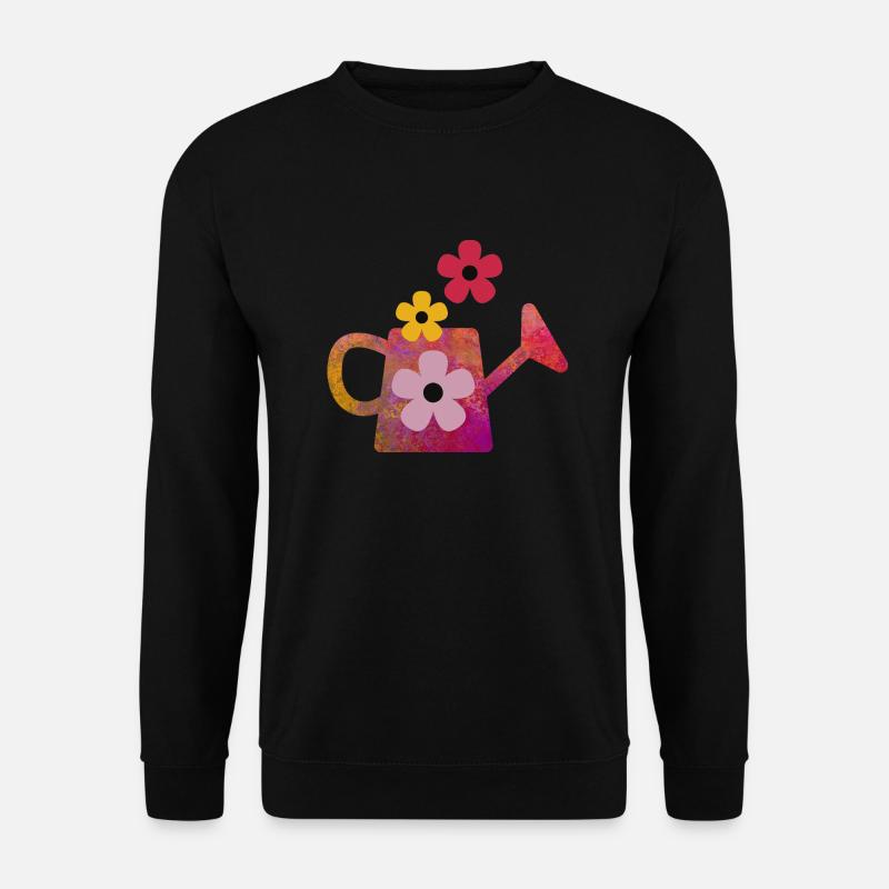 Rote Gießkanne mit Blumen - Unisex Pullover - Schwarz
